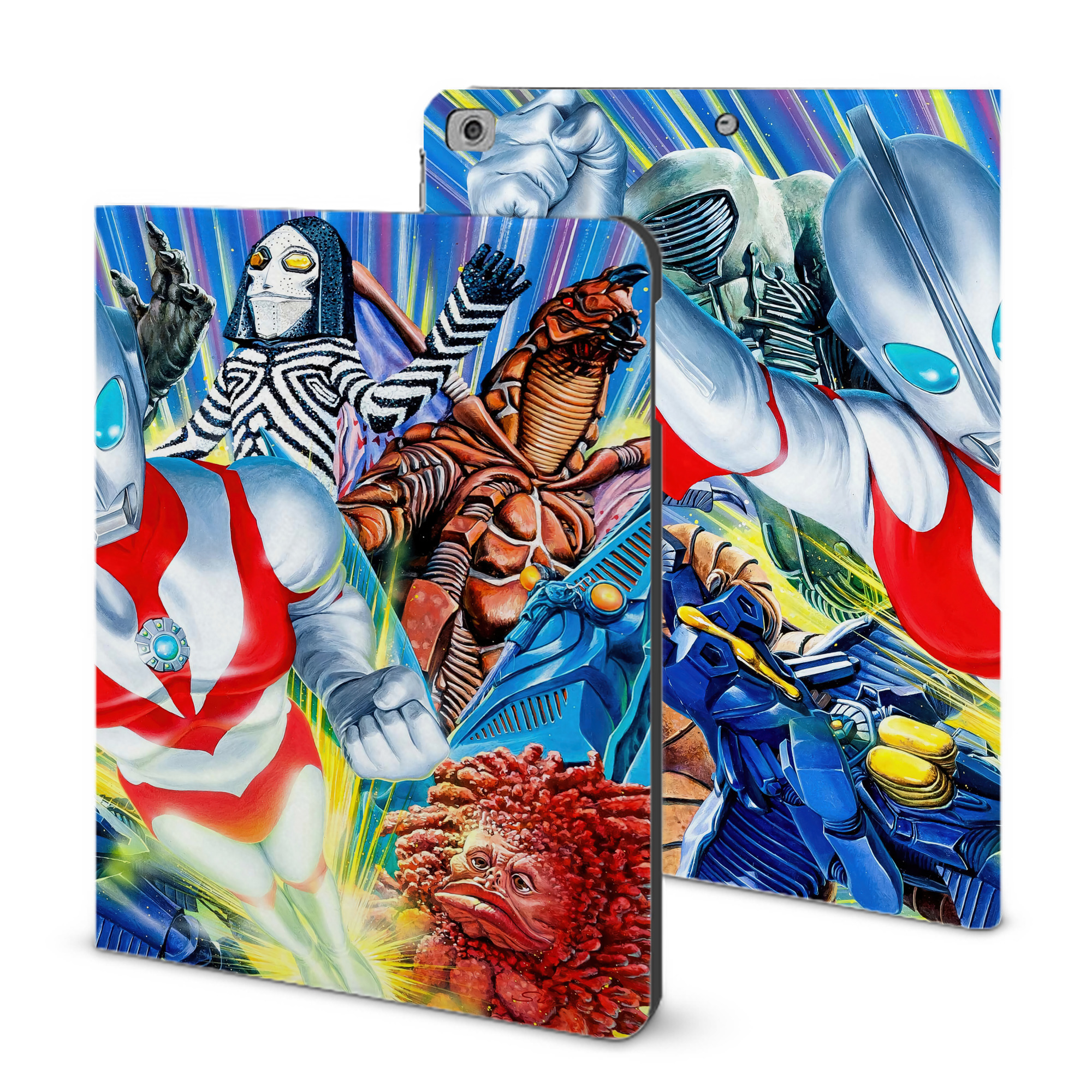 （画像用） ウルトラマン Ultraman IPad ケース ブック型 PUレザー TPU 耐衝撃 軽量 薄型 ペン収納なし 全面保護 IPad 各モデル対応